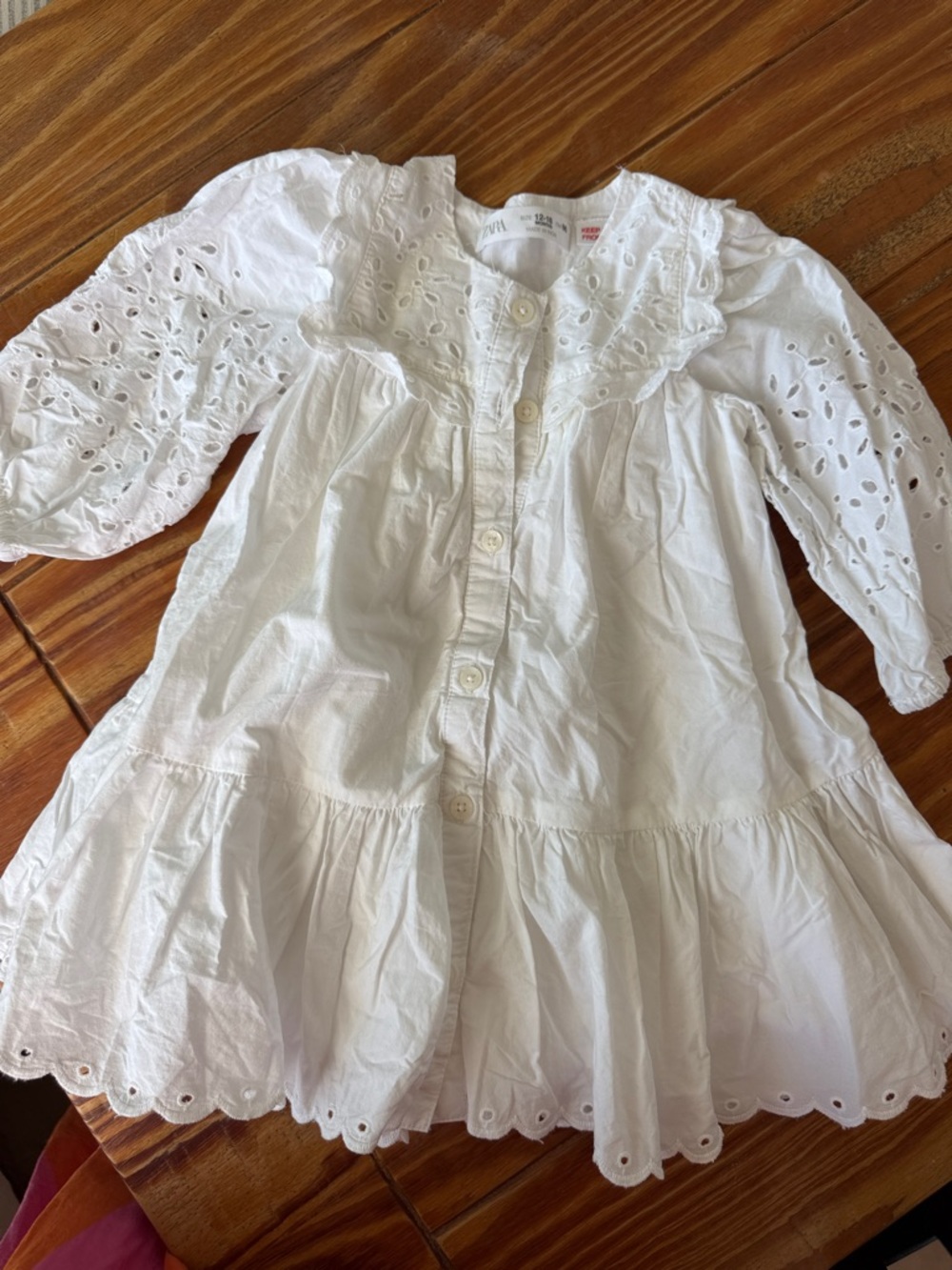 Baby ZARA White Eyelet Button-Front Dress